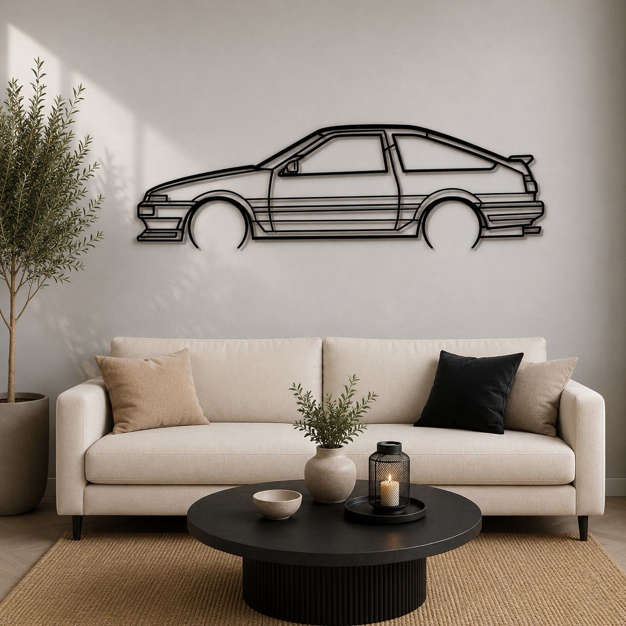 AE86 Detailed Silhouette Metal Wall Art