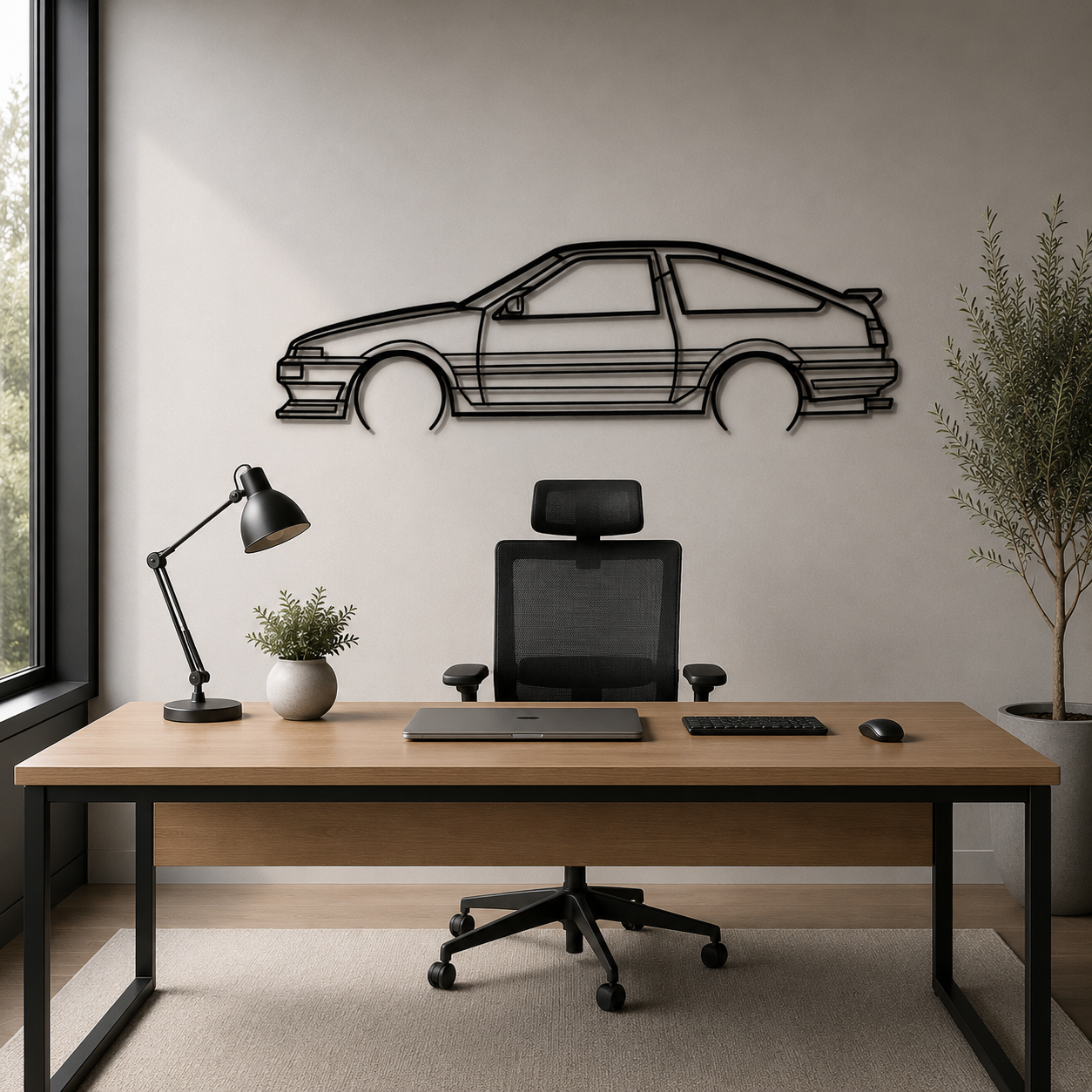 AE86 Detailed Silhouette Metal Wall Art