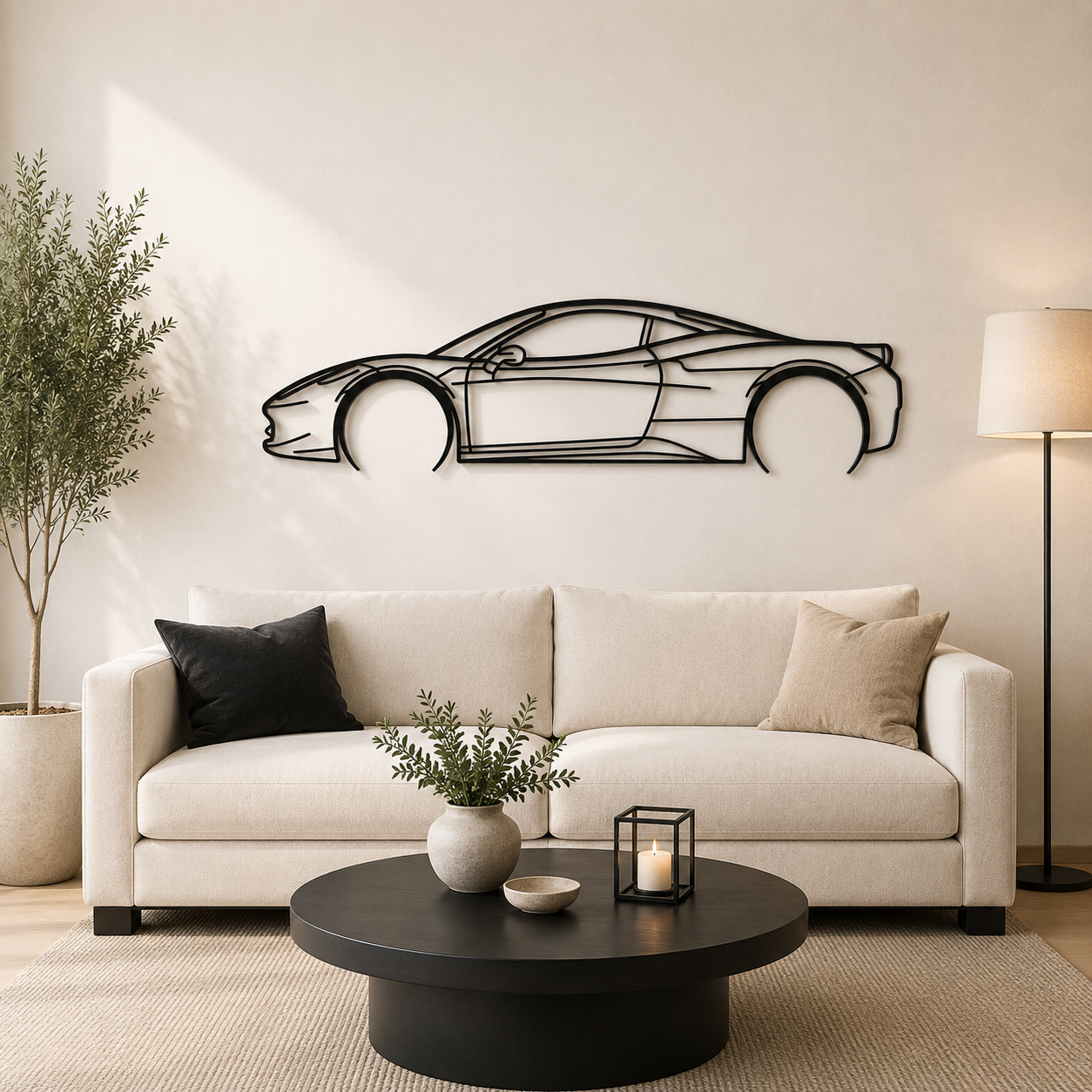 458 Italia Detailed Silhouette Metal Wall Art