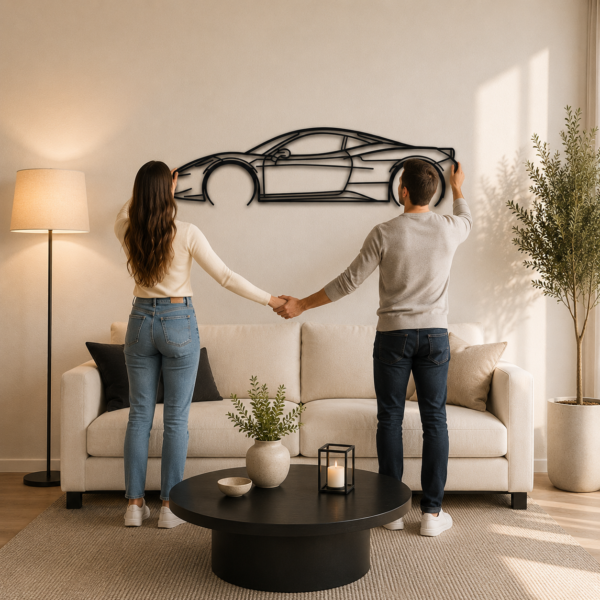 458 Italia Detailed Silhouette Metal Wall Art