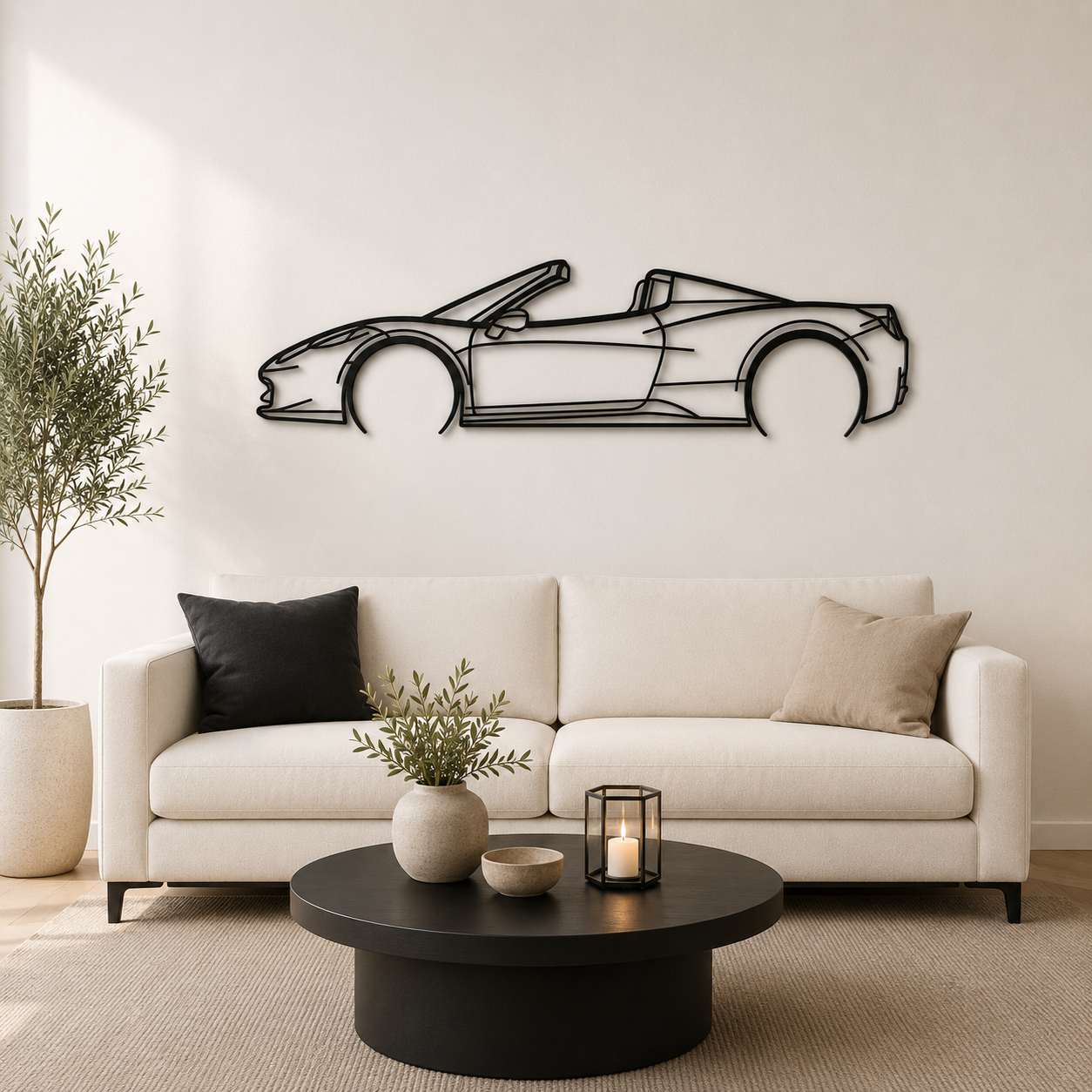 458 Spider 2015 cabrio Detailed Silhouette Metal Wall Art