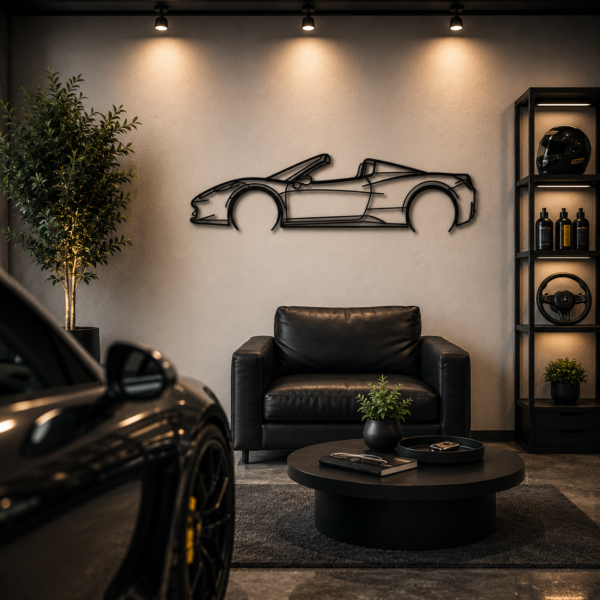 458 Spider 2015 cabrio Detailed Silhouette Metal Wall Art