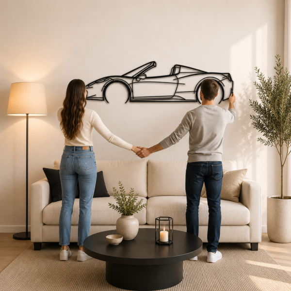 458 Spider 2015 cabrio Detailed Silhouette Metal Wall Art