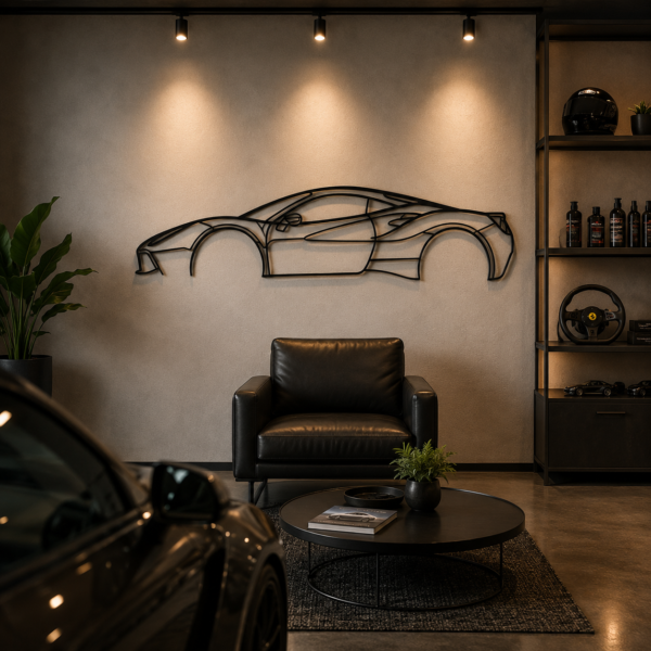 488 GTB 2017 Classic Silhouette Metal Wall Art