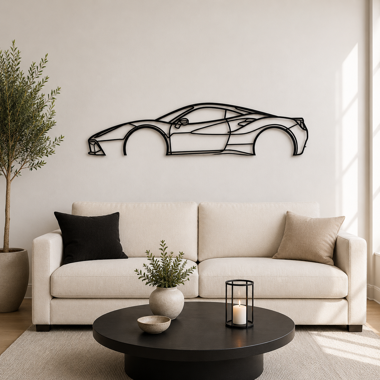 488 GTB Detailed Silhouette Metal Wall Art