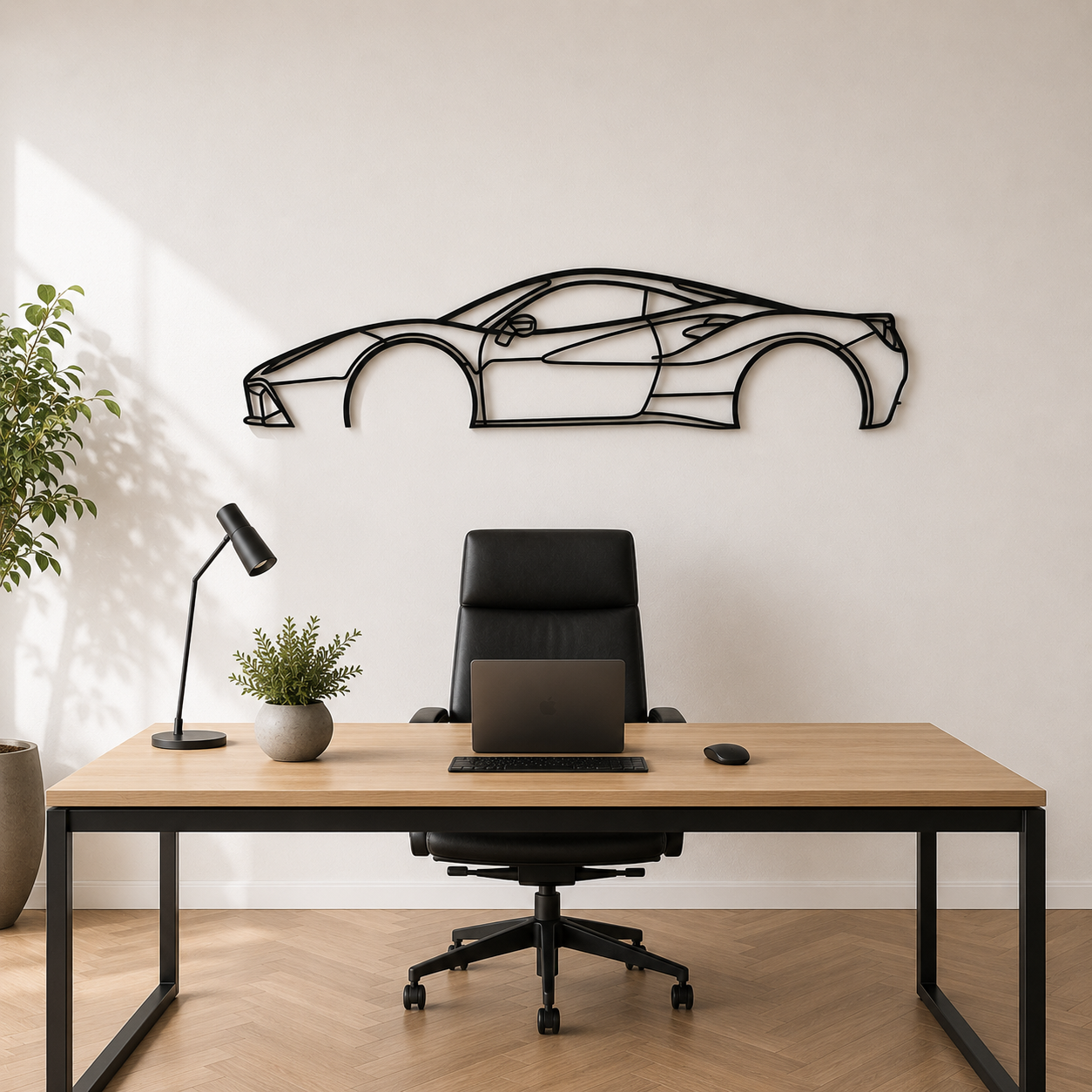 488 GTB Detailed Silhouette Metal Wall Art