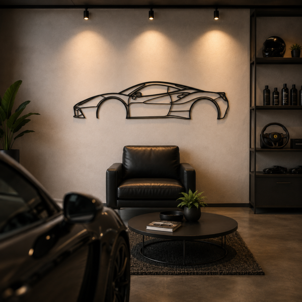488 GTB Detailed Silhouette Metal Wall Art