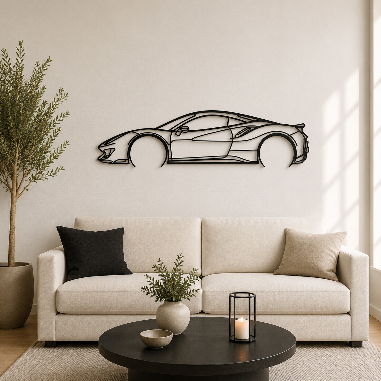 488 Pista Detailed Silhouette Metal Wall Art