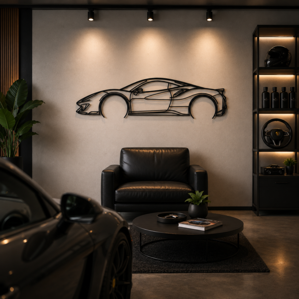 488 Pista Detailed Silhouette Metal Wall Art