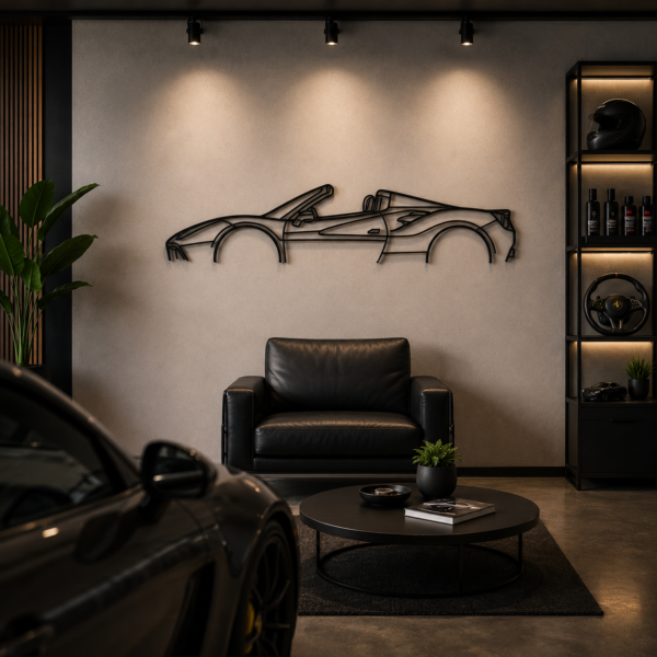 488 Spider Classic Silhouette Metal Wall Art