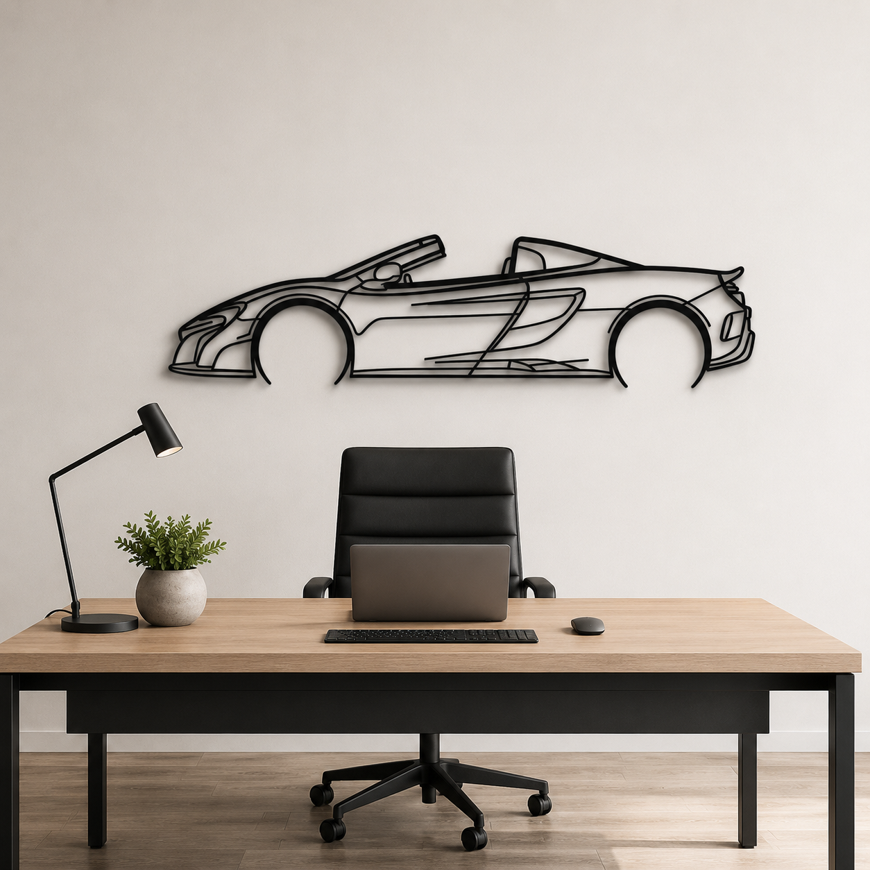 675 LT Spider Detailed Silhouette Metal Wall Art