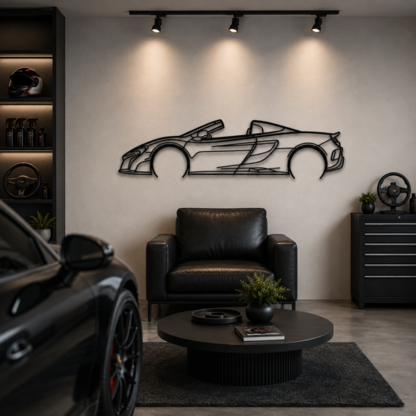 675 LT Spider Detailed Silhouette Metal Wall Art